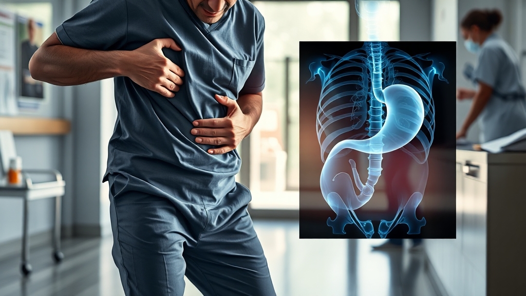 급체 발생 시 병원 방문 필요성 (realistic 스타일)