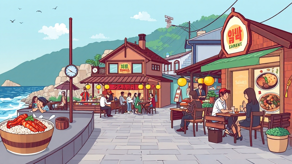 바다를 품은 맛 여행 (cartoon 스타일)