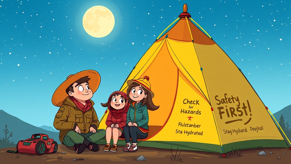 캠핑 준비물 & 안전 수칙 (cartoon 스타일)