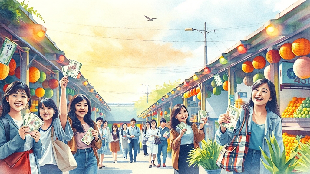 소비쿠폰 종류 및 지원 금액 (watercolor 스타일)