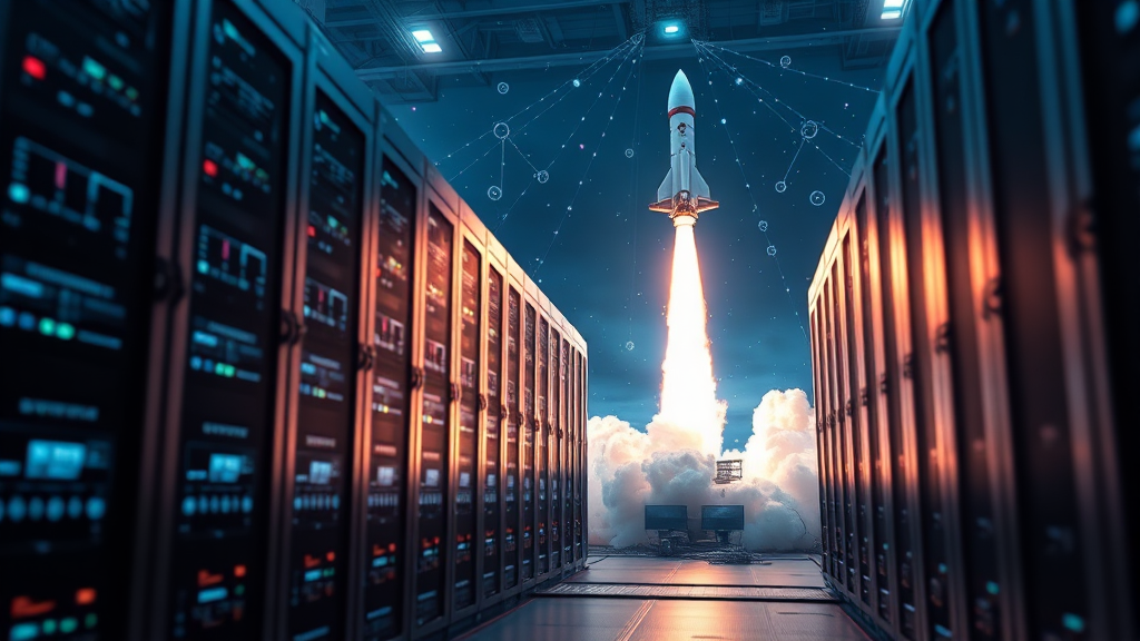 데이터센터와 로켓, 무슨 관계? (realistic 스타일)