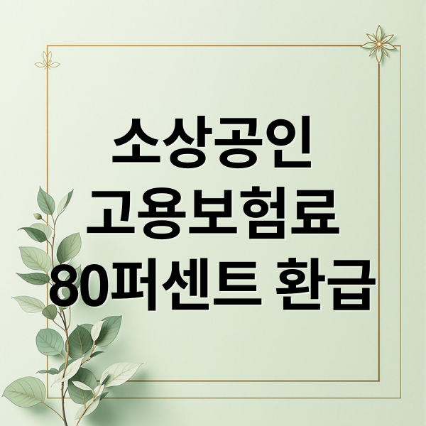 소상공인
고용보험료
80퍼센트 환급 (소상공인 고용보험료 지원 80 환급)