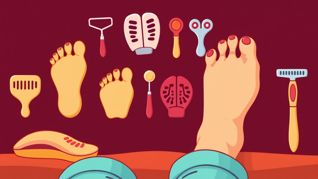 발바닥 지압, 도구 활용법과 올바른 마사지 방법 (cartoon 스타일)