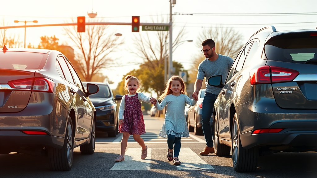 보행자 중심, 교통 환경 조성! (realistic 스타일)
