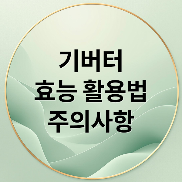 기버터
효능 활용법
주의사항 (기버터 효능)