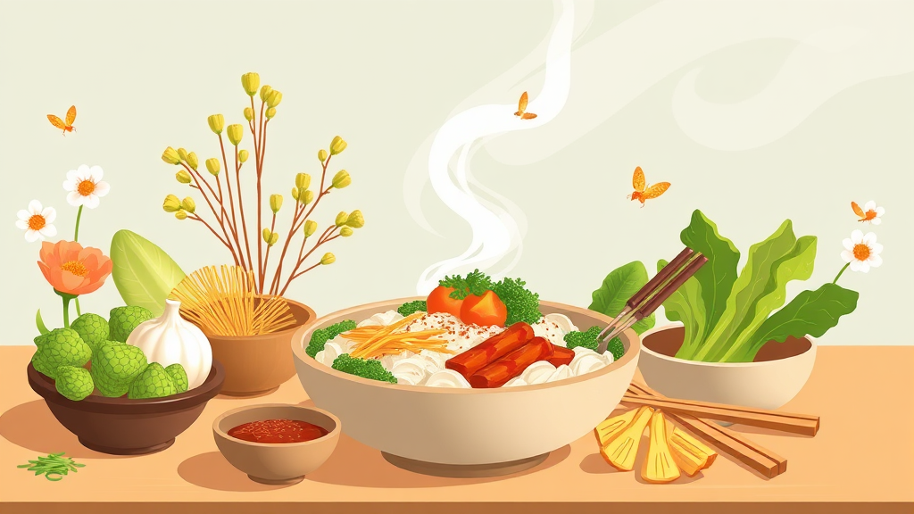 강호동 봄동 비빔밥과 함께 즐기는 봄 제철 별미 (illustration 스타일)