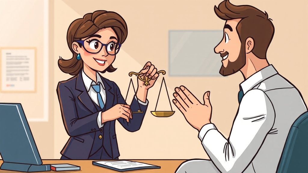 변호사 선임 시 고려 사항 (cartoon 스타일)