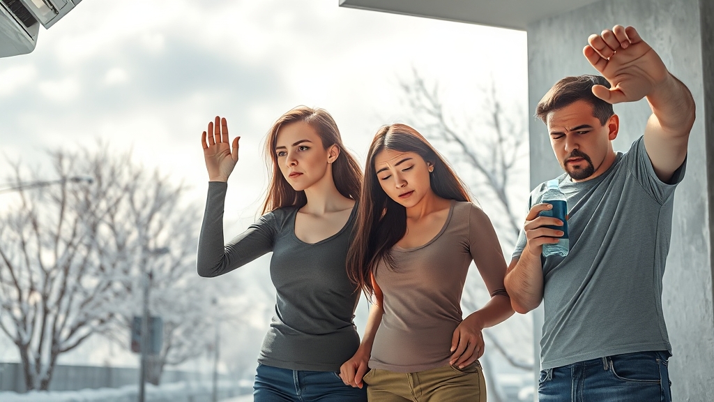 냉방병 주요 증상은? (realistic 스타일)