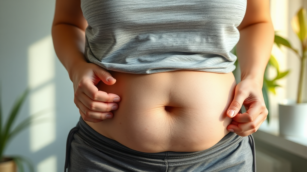 생활 습관, 복부 팽만에 미치는 영향 (realistic 스타일)