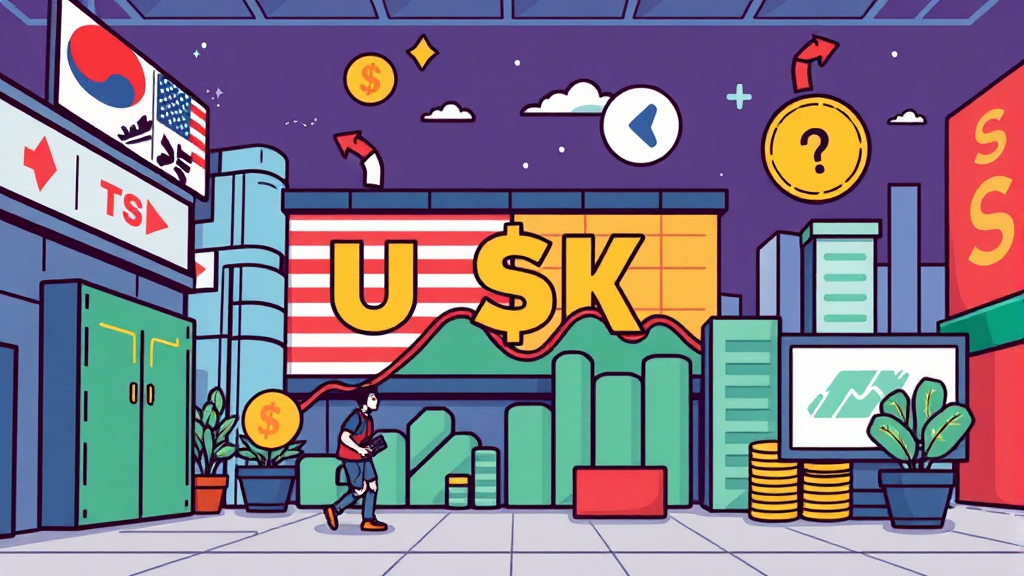 미국 증시 토큰화가 국내 시장에 미치는 영향 (cartoon 스타일)