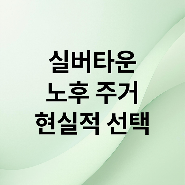 실버타운
노후 주거
현실적 선택 (실버타운)