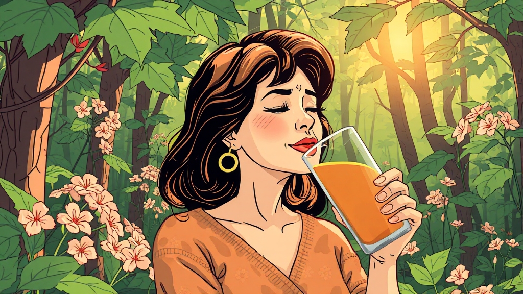 칡즙의 주요 효능 (illustration 스타일)