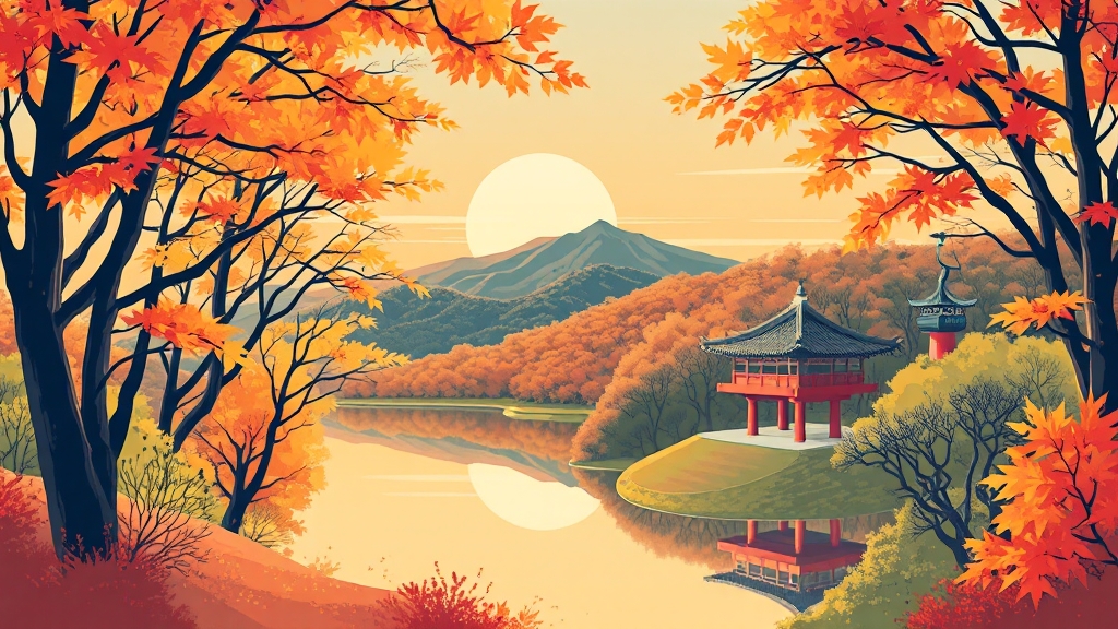 단풍 명소 추천 코스 (illustration 스타일)