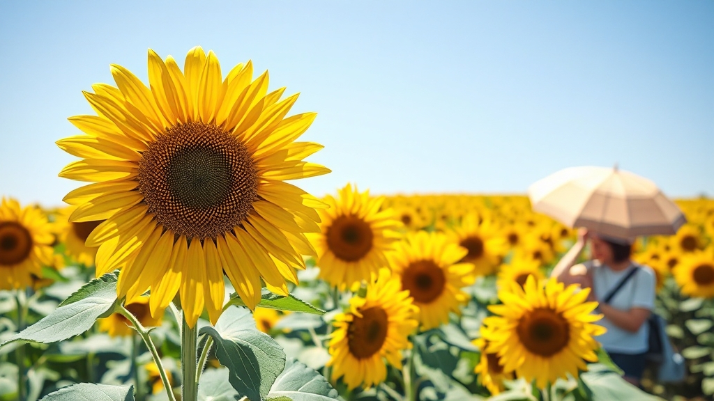 첨성대 해바라기밭 방문 시 유의사항 (realistic 스타일)