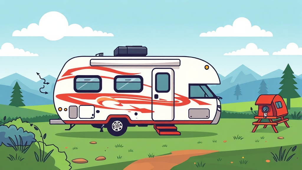 캠핑카, 카라반 및 레저 차량 전시 (cartoon 스타일)