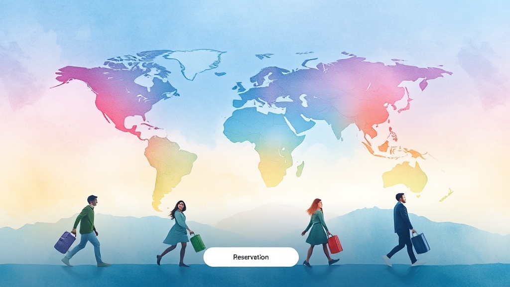 간편한 여행지 선택 및 예약 방법 (watercolor 스타일)