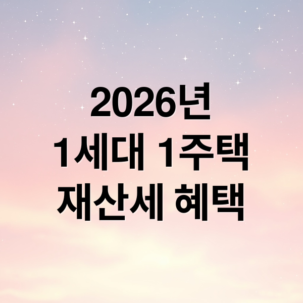 2026년
1세대 1주택
재산세 혜택 (2026 1세대 1주택 재산세 특례 세율 적용 대상)