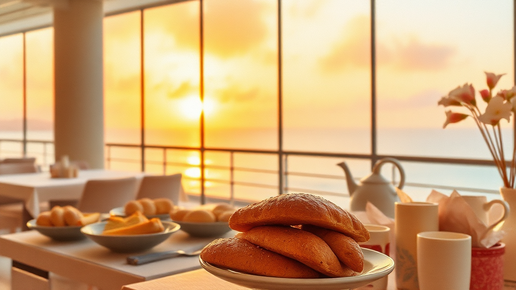 썬크루즈 호텔 조식 개요 (watercolor 스타일)