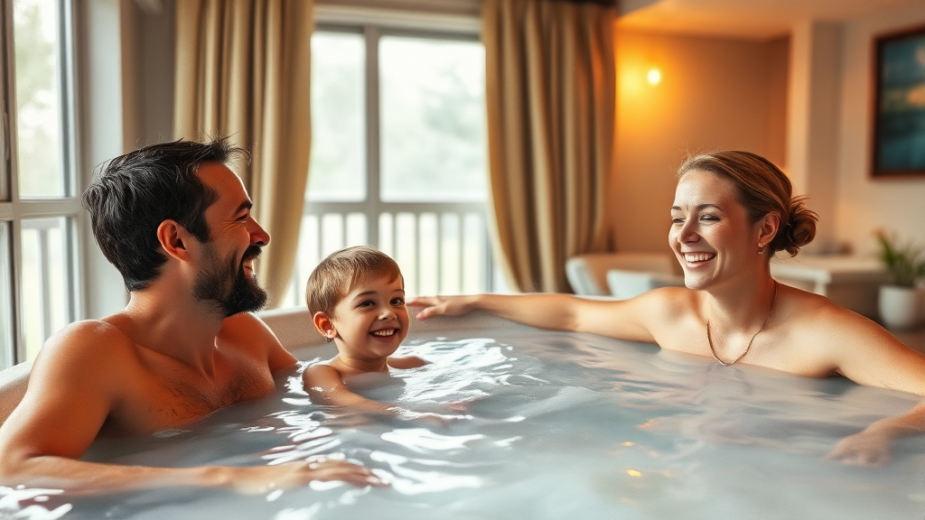 추천 숙소 1: 일성부곡온천콘도 (watercolor 스타일)