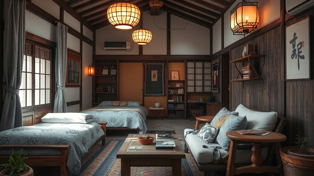 다양한 숙소 유형 비교 (realistic 스타일)