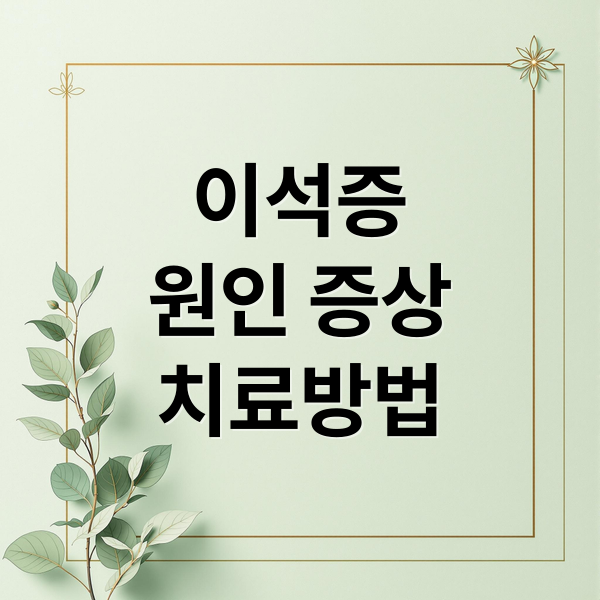 이석증
원인 증상
치료방법 (이석증 증상 치료 예방)