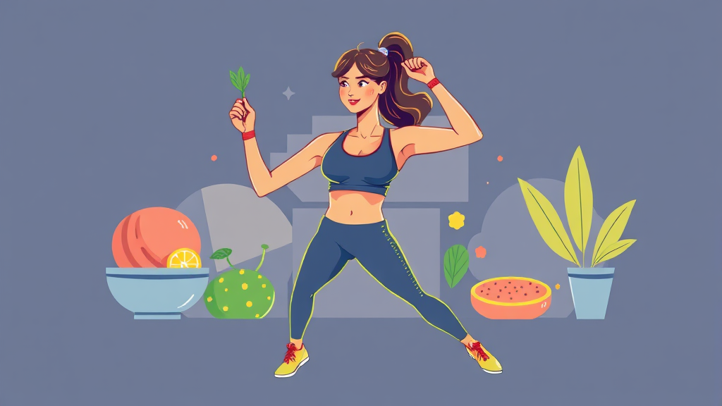 다이어트 식단 관리와 함께하면 좋은 운동 방법 (illustration 스타일)