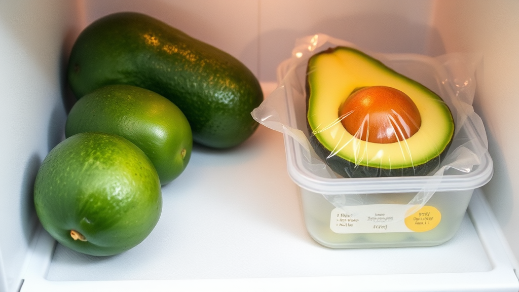 잘 익은 아보카도, 냉장 보관으로 신선도 유지하기 (watercolor 스타일)