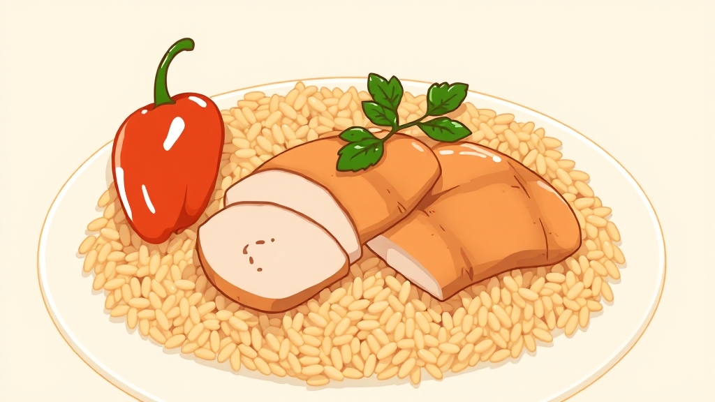 탄수화물, 단백질, 채소 균형 (illustration 스타일)