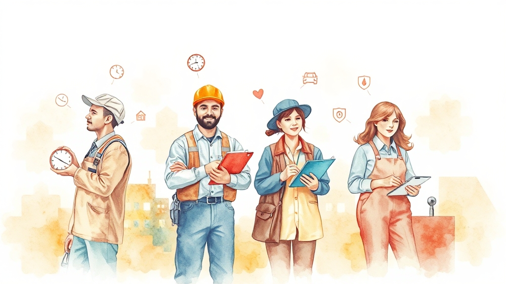 일용직 4대보험 (watercolor 스타일)