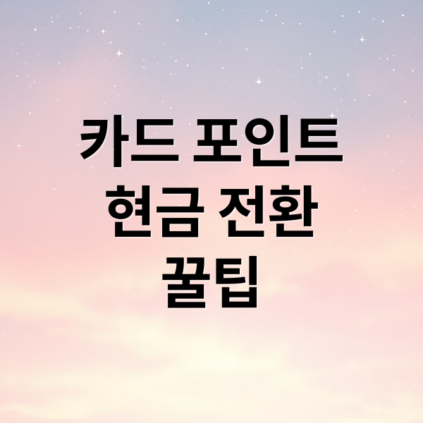 카드 포인트
현금 전환
꿀팁 (카드포인트 현금전환 10분)