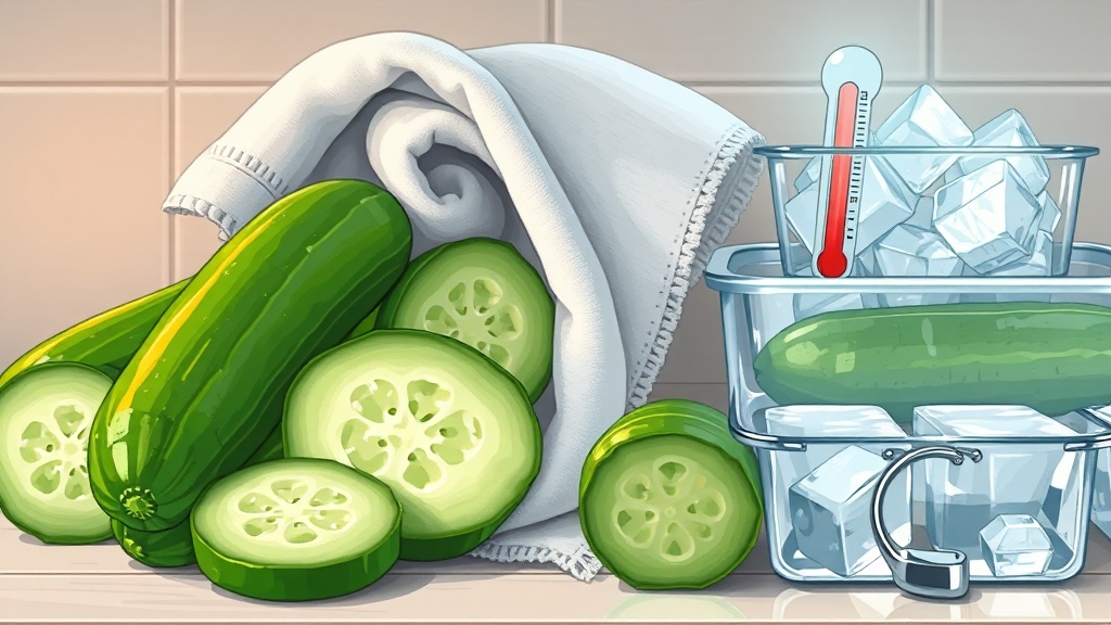 오이 보관법 비교 분석 (illustration 스타일)
