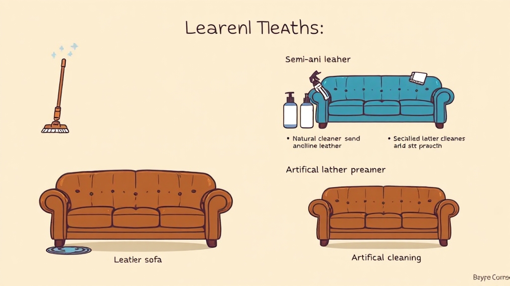 가죽 종류별 세척법 & 주의사항 (cartoon 스타일)