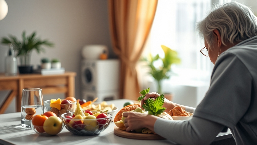 영양 관리: 식단과 식이요법 (realistic 스타일)