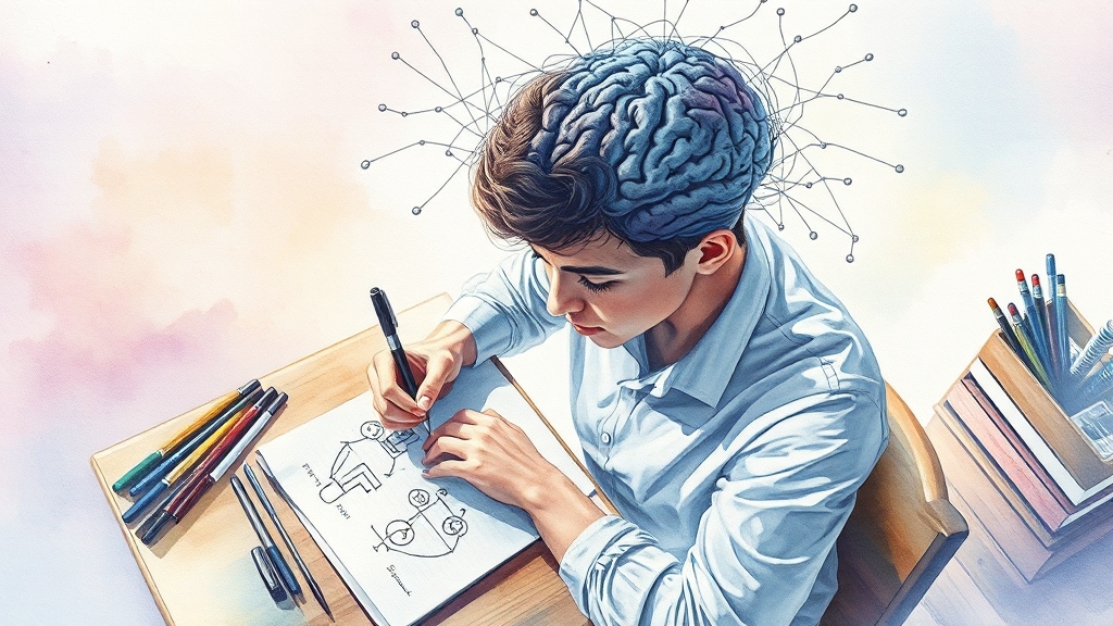 성인 ADHD 주요 증상과 특징 (watercolor 스타일)