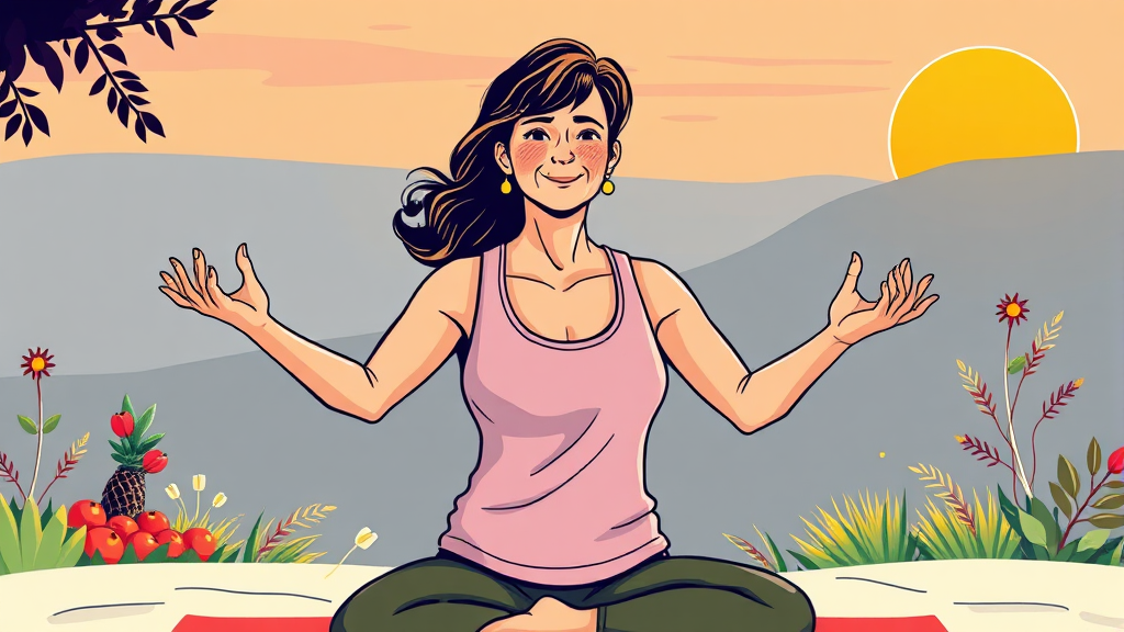 갱년기 관리 및 극복 방법 (illustration 스타일)