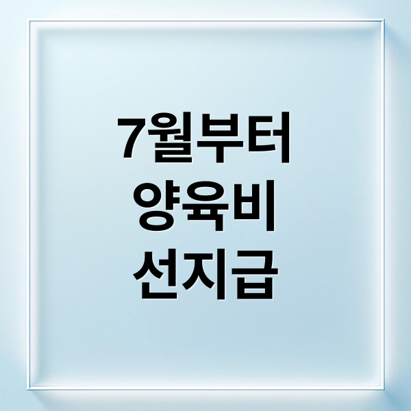 7월부터
양육비
선지급 (양육비 선지급제 7월 20만원)