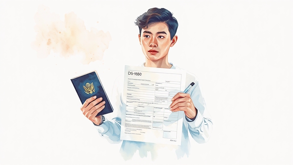 DS-160 신청, 첫 단추를 잘 꿰자 (watercolor 스타일)