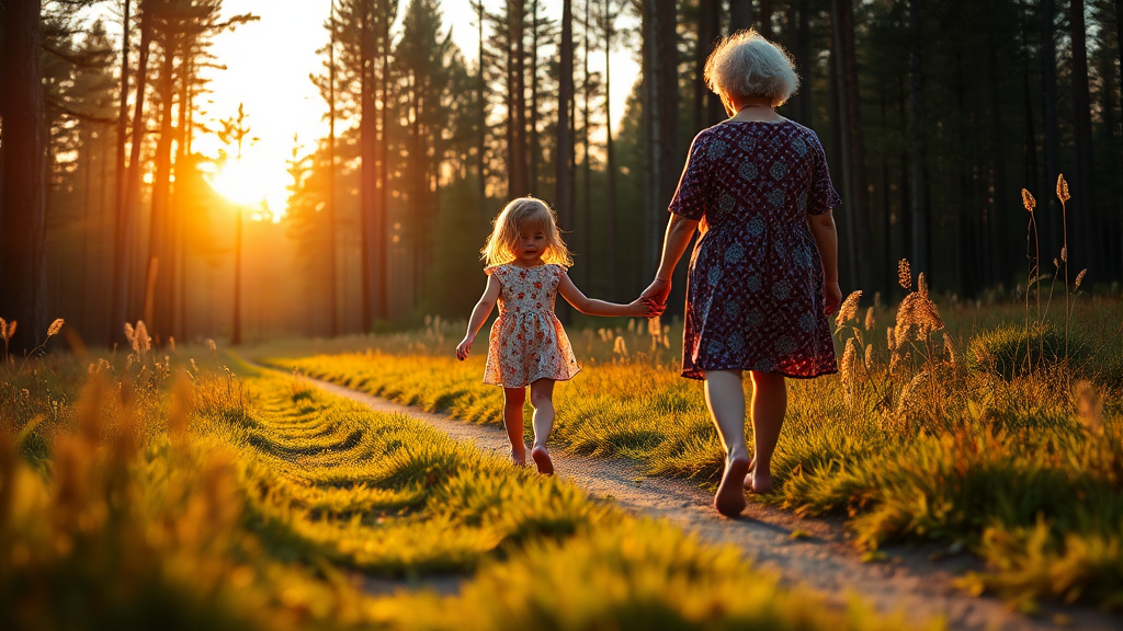 초당산 맨발길에서 만나는 자연과 사람들 (realistic 스타일)