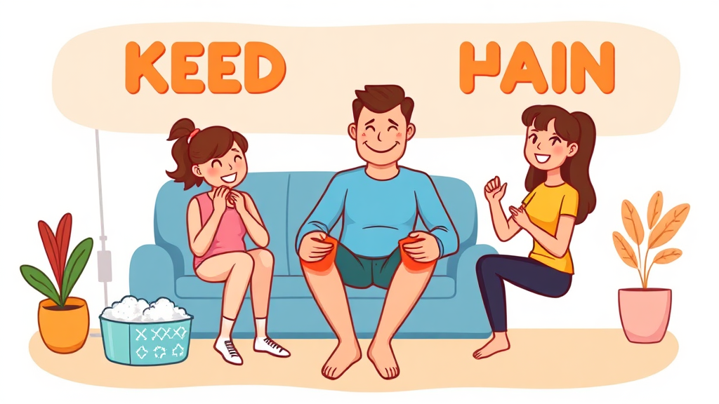 무릎 통증 완화 및 예방을 위한 관리법 (cartoon 스타일)