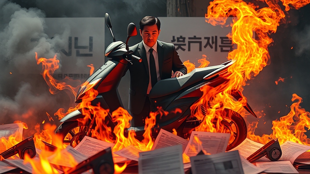 화재 사고, 법적 책임은? (realistic 스타일)