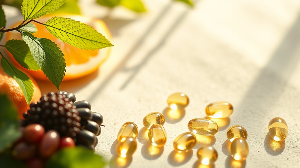 글루타치온, 더 나은 흡수를 위한 팁과 보조 식품 (realistic 스타일)