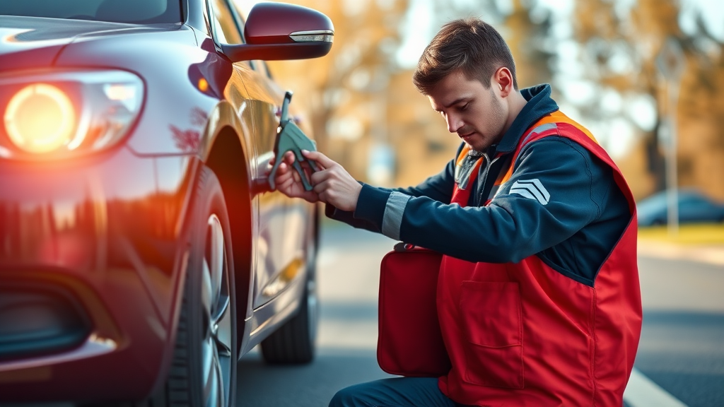 긴급출동 서비스, 언제 어떻게 이용하나요? (realistic 스타일)