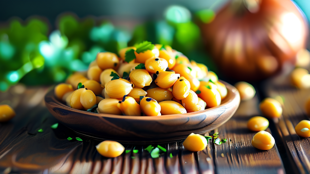 병아리콩 섭취 시 주의사항 (realistic 스타일)