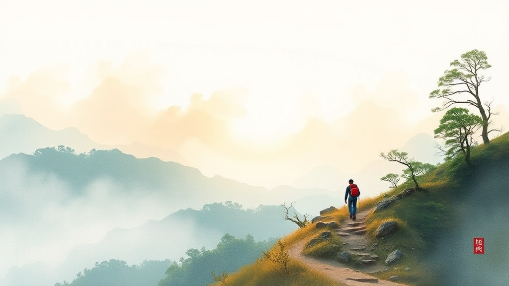 안전하고 즐거운 산행을 위한 팁과 주의사항 (watercolor 스타일)