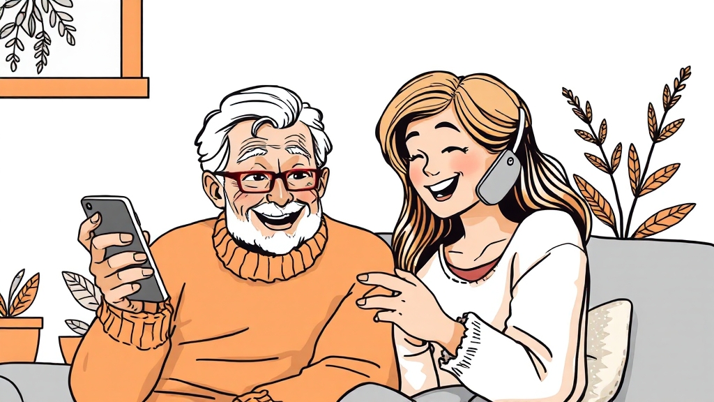 시니어 알뜰폰 장점 (illustration 스타일)