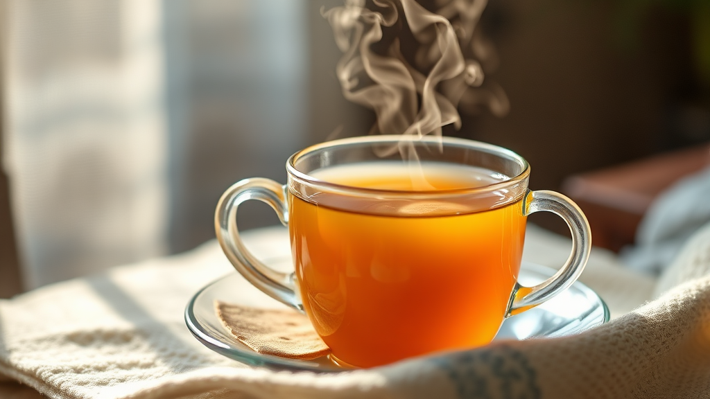 목을 편안하게 하는 생강차의 자연 치유력 (realistic 스타일)