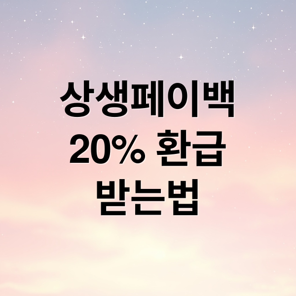 상생페이백
20% 환급
받는법 (상생페이백 신청 방법 기간 자격)