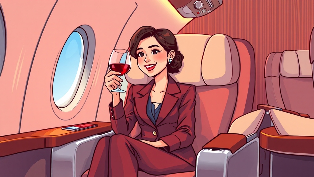 비즈니스석 탑승 경험 (cartoon 스타일)