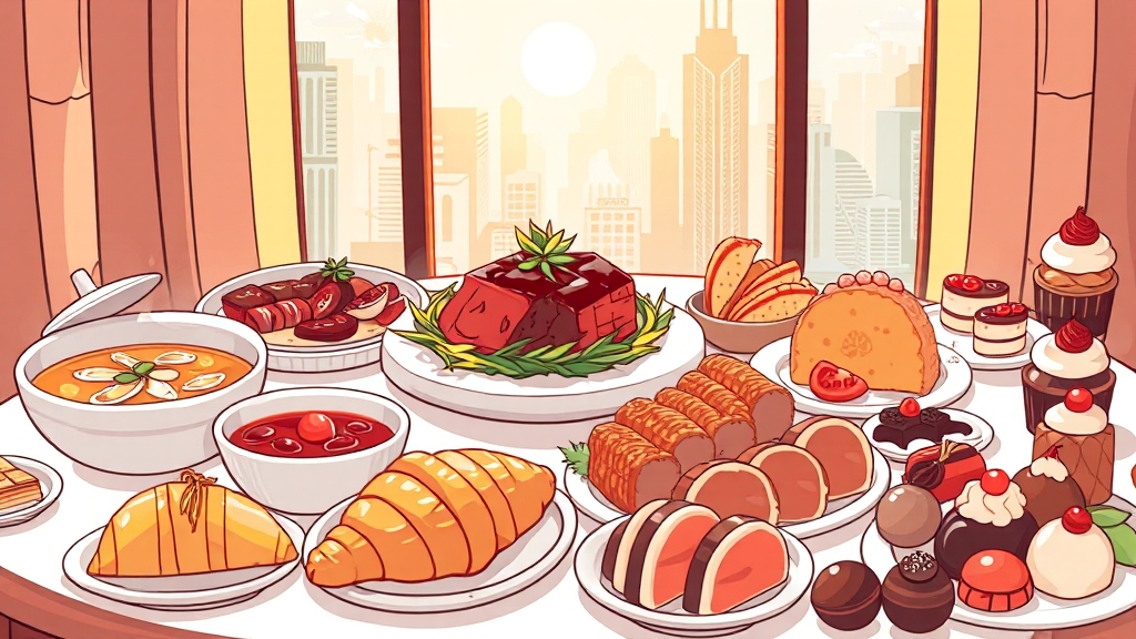 뷔페 메뉴 상세 분석 (cartoon 스타일)