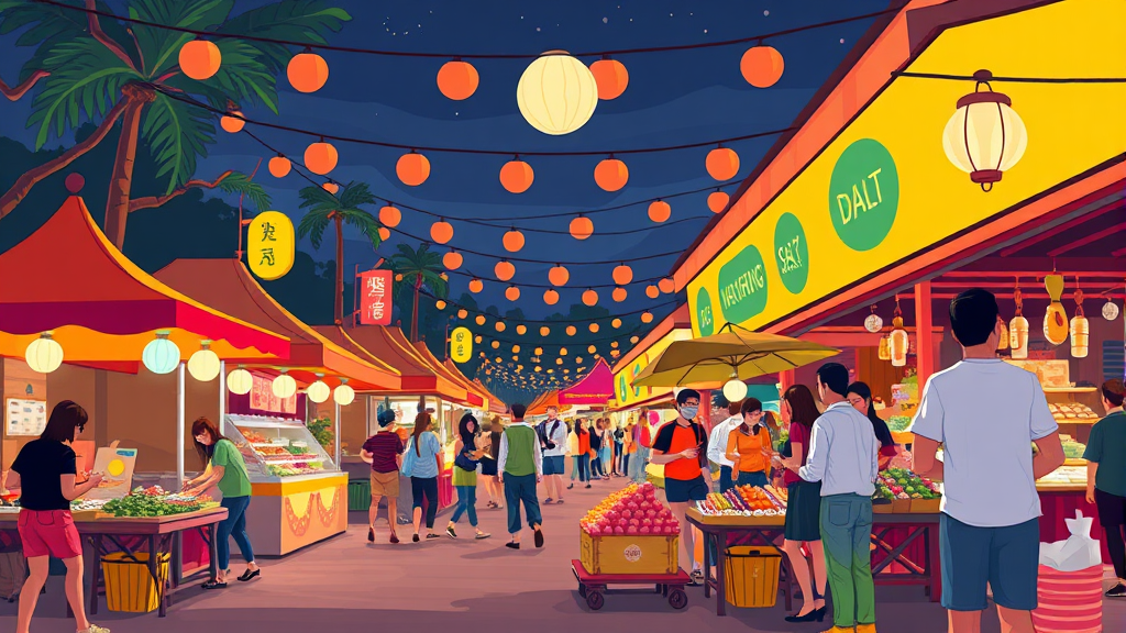 달랏 야시장 필수 먹거리: 놓치면 후회할 현지 맛집 탐방 (cartoon 스타일)